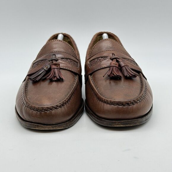 Allen Edmonds Maxfield Tassel Loafer Mens 11A Narrow Brown Leather Braided USA main image 6